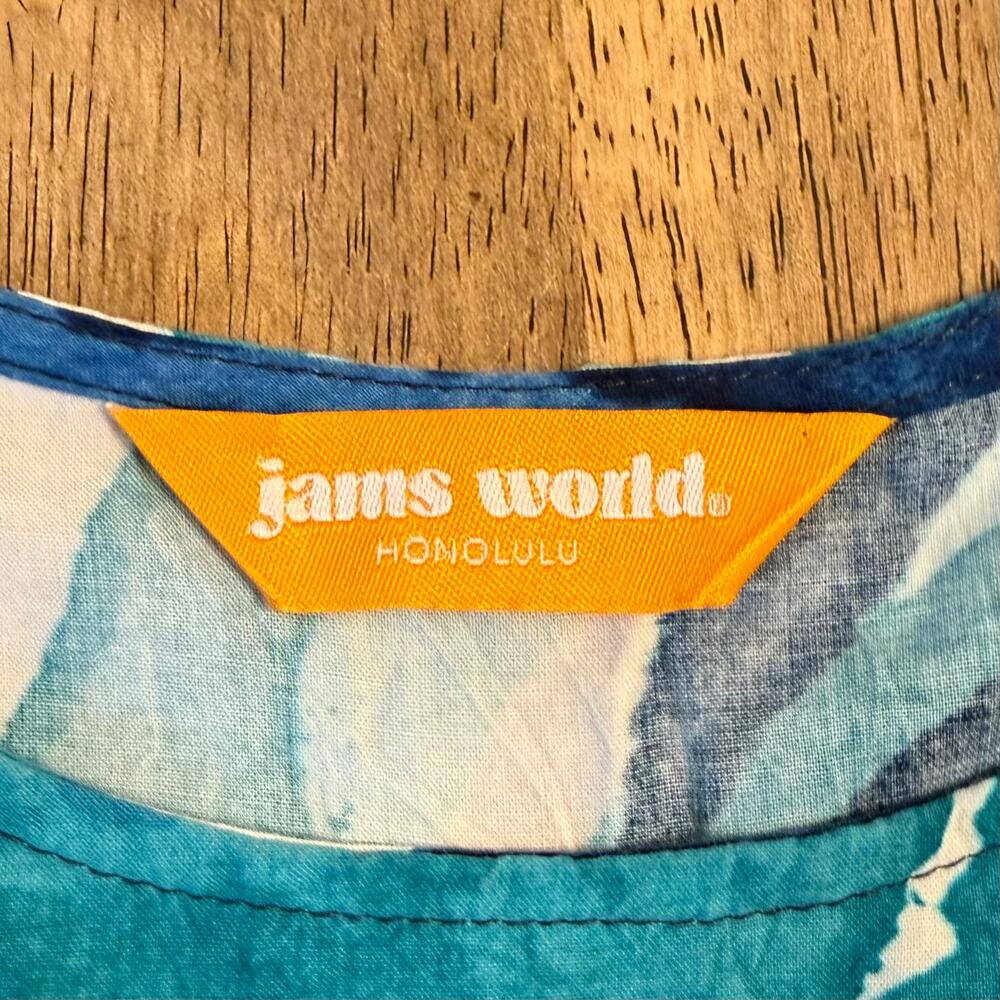 Jams World Hawaiian Dress Bay Leaf Resort Vacation Made in USA Blue Women's XL - Picture 3 of 10